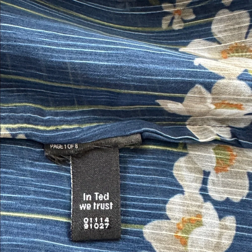 Ted Baker Zemi Pearl Printed Long Sleeve Mini Dress Dark Blue 3 US 8 - Picture 12 of 12